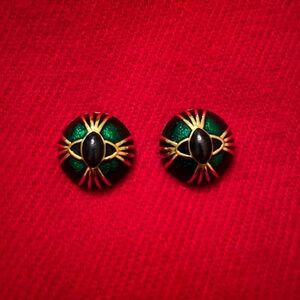 Vintage Joan Rivers Art Deco Button Clip-on Earrings
